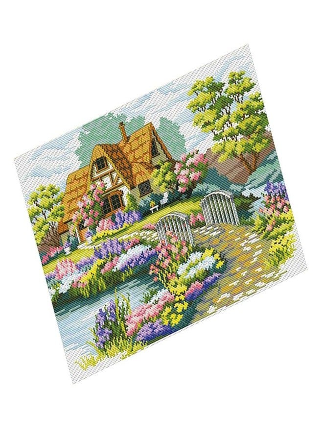 Loom Tree Polyester Cross Stitch Stamped Kit Garden Cottage Pattern Embroidery Needlepoint Craft|Cross Stitch Kits, Multicolour - Image 4